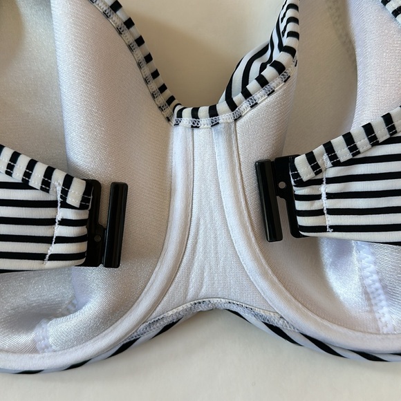 Panache Bikini Swim Top Removable Strap Black and White Stripes Size 34FF - Picture 4 of 12